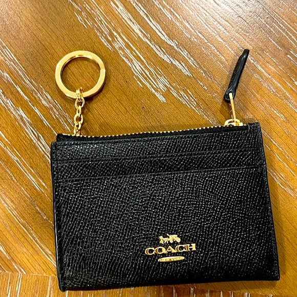 COACH Mini Skinny ID Case Card Coin Key Slit Wallet F88250 BLACK - Picture 5 of 12